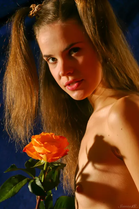 Tall Woman in Pigtails Pulls Panties Aside and Spreads Her Pussy – photo 1 of 21