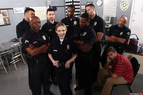 Rebel Rhyder: Blonde Policewoman Takes Double Penetration in the Office Gangbang – photo 8 of 21