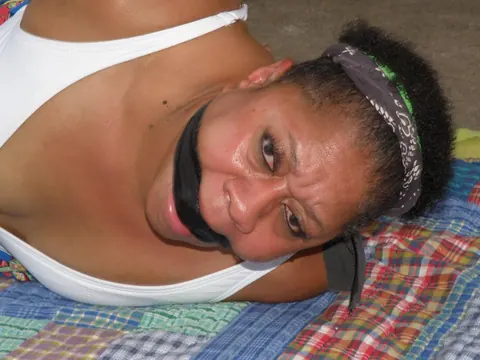 Mature Ebony BBW Hogtied and Cleave Gagged Outdoors – photo 15 of 16