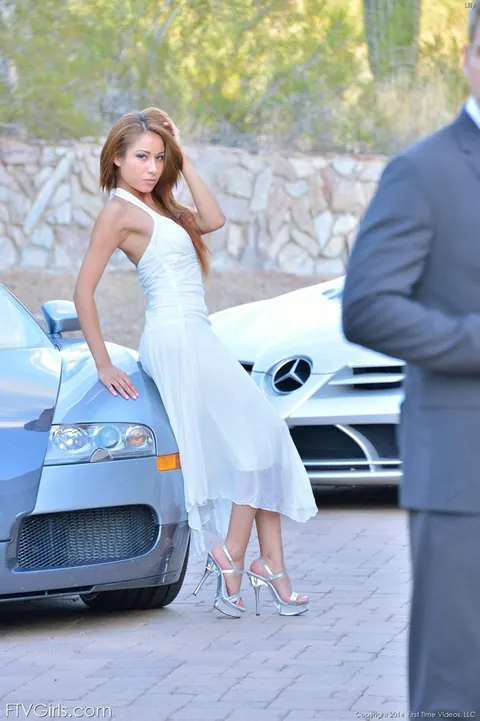 Lily Evans: Latina Redhead Strips Out of Her Dress Outdoors – photo 6 of 15