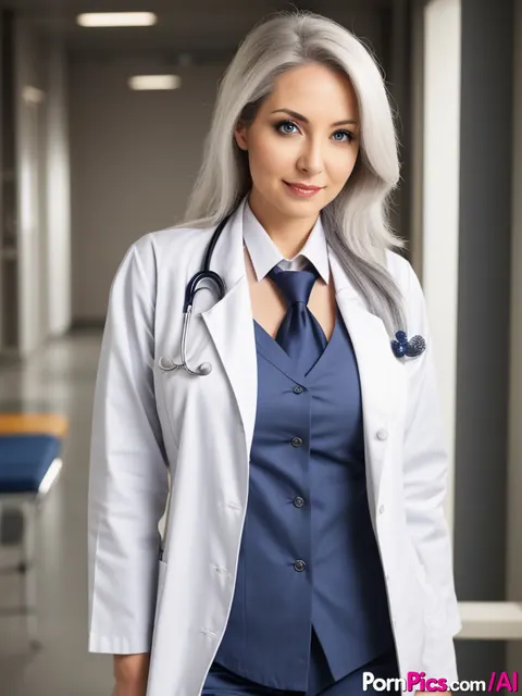 AI-Generated Blonde with Big Tits Spreads in a Doctor Uniform – photo 9 of 10