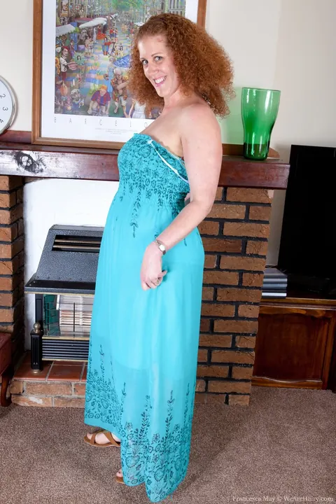 Francesca May: British Redhead MILF Undresses and Shows Her Hairy Pussy – photo 3 of 19