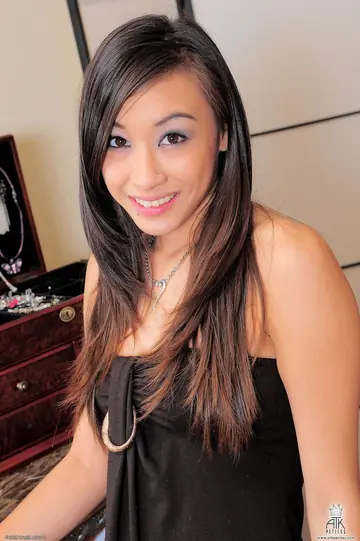 Petite Asian Brunette Masturbates Before a Mirror