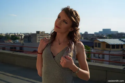 Casie Smith: Skinny Redhead Poses in a Dress Outdoors – photo 10 of 21