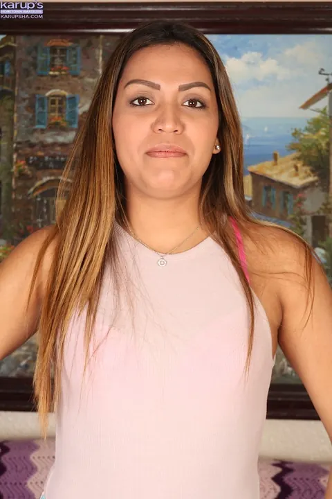 Nicole Rey: Petite Latina Strips Out of Her Shorts and Bodysuit to Spread – photo 1 of 21