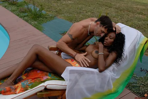 Ebony Babe Gets Fucked by the Pool After Panties Come Off – photo 7 of 16