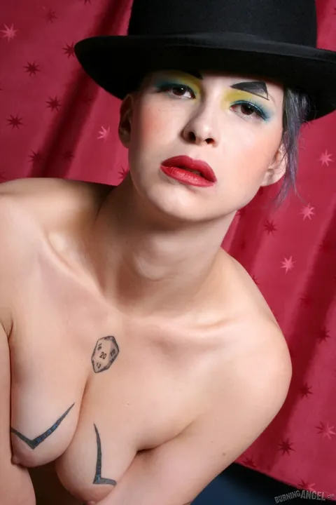 Chapel Waste: Tall Tattooed Brunette Strips and Spreads Her Shaved Pussy – photo 12 of 17