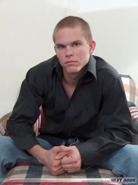 Hairy Blonde Guy Strips and Strokes on the Sofa – photo 18 of 21