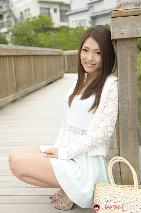 Kyoka Makimura: Asian Brunette Poses in a Skirt Outdoors – photo 9 of 15