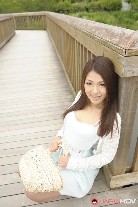 Kyoka Makimura: Asian Brunette Poses in a Skirt Outdoors – photo 10 of 15