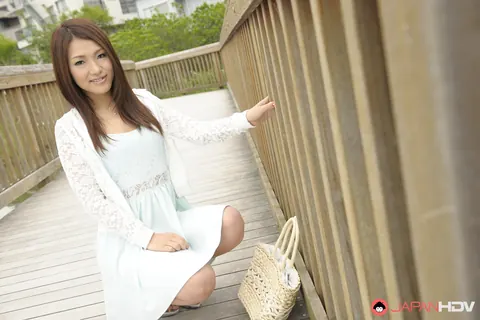 Kyoka Makimura: Asian Brunette Poses in a Skirt Outdoors – photo 15 of 15