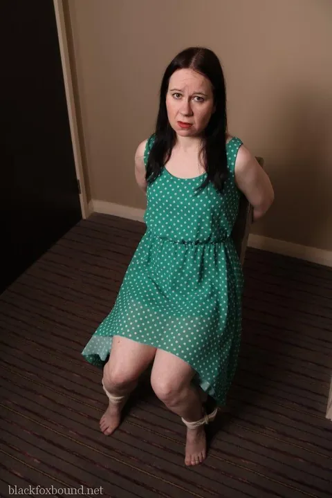 Mature Brunette Bound and Ball-Gagged in a Dress – photo 3 of 16