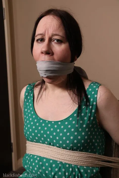 Mature Brunette Bound and Ball-Gagged in a Dress – photo 15 of 16