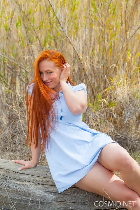 Busty Redhead Strips Out of Her Lingerie Outdoors – photo 2 of 16
