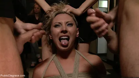 Skylar Price: Blonde with Big Tits Sucks Cocks in Public Bondage – photo 16 of 21