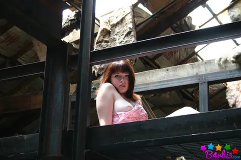 B4rbi3: Brunette Frees Her Natural Tits from Her Dress – photo 8 of 12
