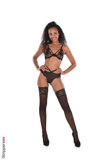 Tall Ebony Blonde in Lingerie Licks and Fucks a Dildo