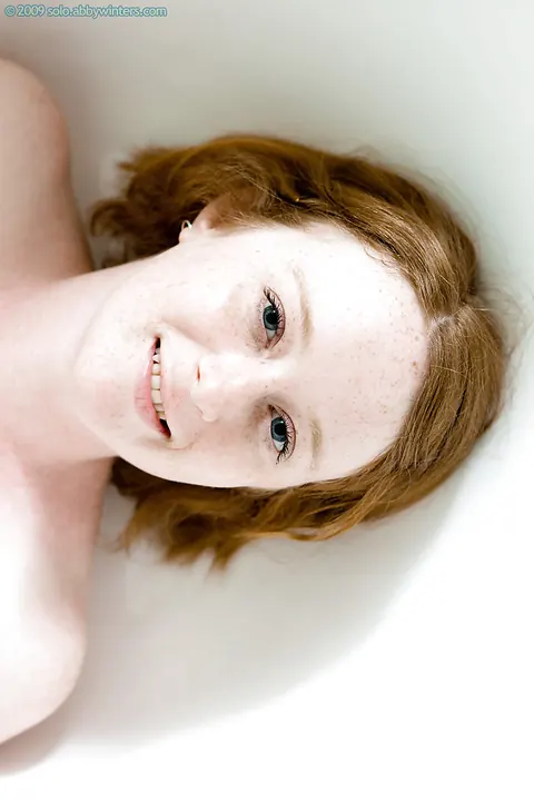 Helen J: Pale Short-Haired Redhead Spreads Her Hairy Pussy in the Bathroom – photo 8 of 16