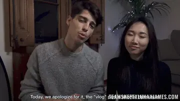 Skinny Asian Babe Sucks Cock and Takes a Creampie Doggy Style