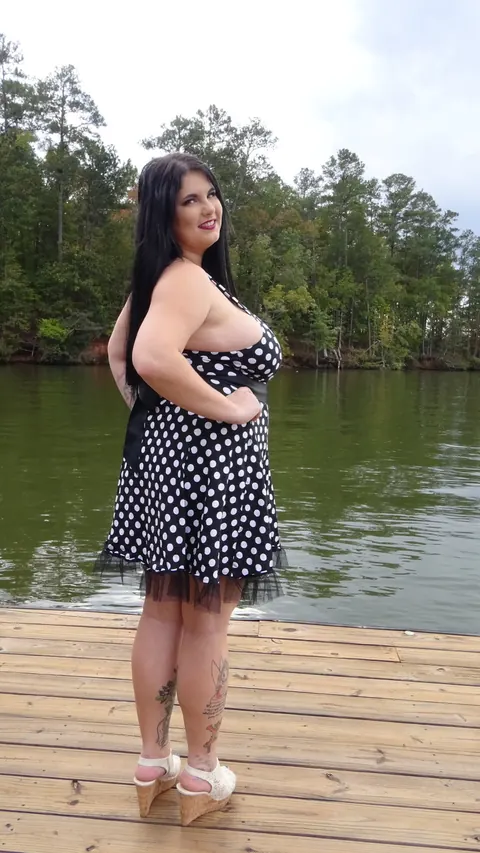 Mischievous Kitty: Thick Russian Brunette Strips Out of Her Dress Outdoors – photo 5 of 18