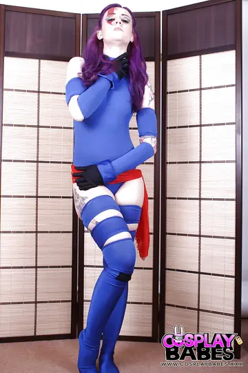 Thick Tattooed Babe in Cosplay Uniform Pulls Panties Aside