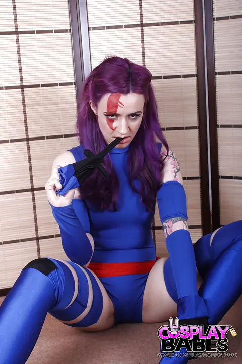 Thick Tattooed Babe in Cosplay Uniform Pulls Panties Aside – photo 7 of 16