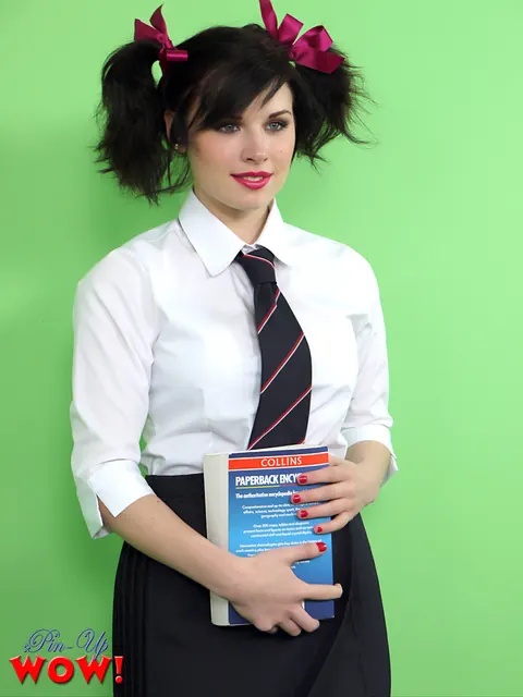 Jocelyn Kay: British Brunette in Pigtails Strips Out of Her Uniform and Lingerie – photo 2 of 17