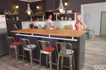 Florane Russell – Blonde Czech Woman in a Bikini Takes Two Men in a Threesome