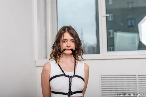 Brunette Bound and Gagged in Panties Spreads Her Legs – photo 12 of 12