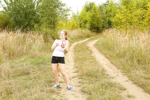 Woman Pulls Down Her Shorts and Masturbates in the Forest – photo 1 of 16