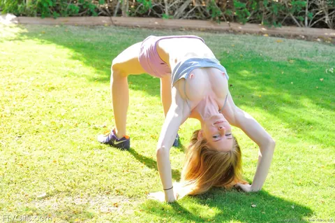 Bethanie Skye: Slim Redhead Undresses in the Garden and Uses a Dildo – photo 5 of 20