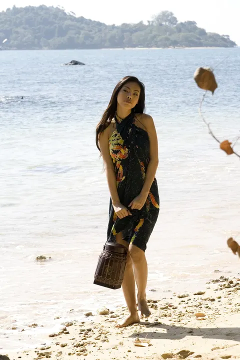 Asian Brunette with Big Tits Exposes Her Breasts in a Dress Outdoors – photo 10 of 21
