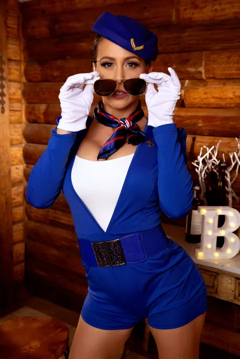 Cherie Deville: Busty MILF Strips Out of Her Stewardess Uniform to Masturbate – photo 3 of 20