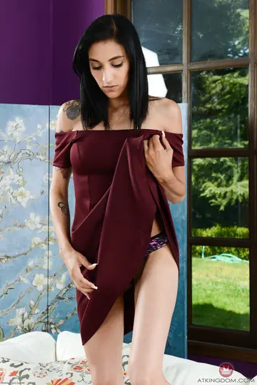 Petite Latina with Big Tits Pulls Panties Aside to Spread
