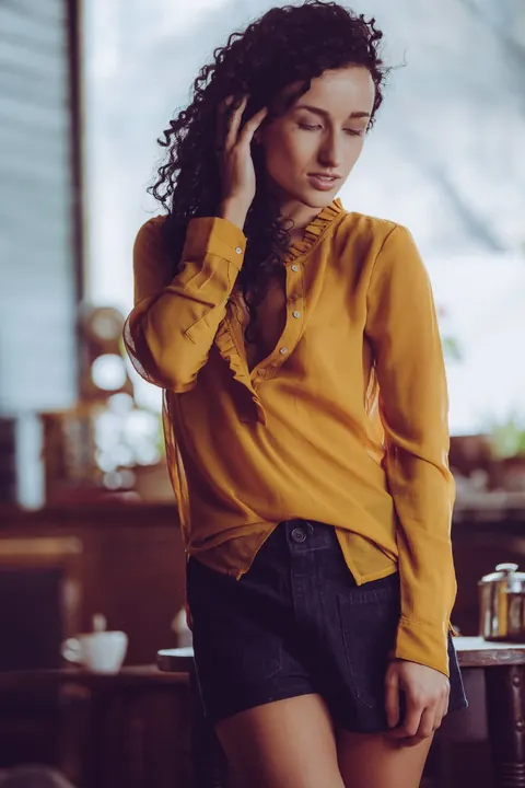 Luca Miklosi: Curly Brunette Undresses and Poses Nude with Coffee – photo 1 of 10