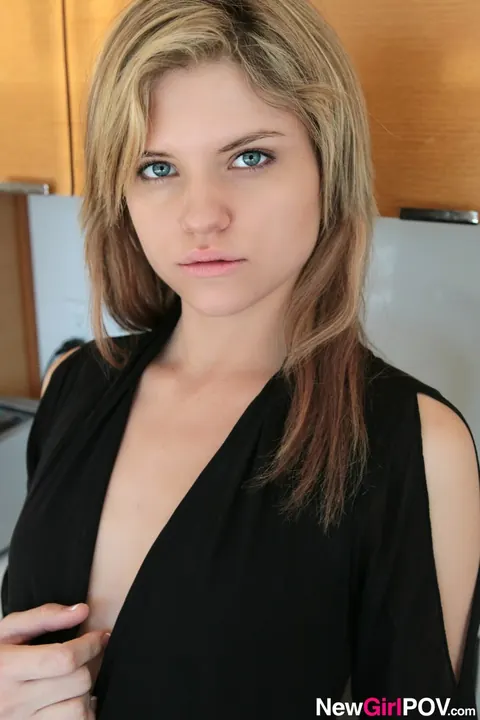 Blonde with a Shaved Pussy Changes Lingerie and Spreads – photo 8 of 15