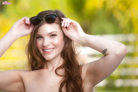 Lucy Shiloh: Brunette in a Bikini and Glasses Spreads Outdoors – photo 15 of 16