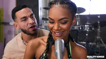Asteria Diamond – Ebony Babe with Hairy Pussy Takes Him Deep in Missionary