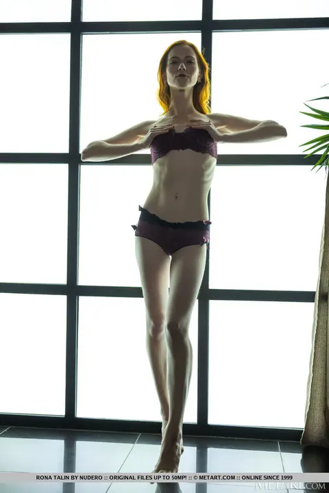 Rona Talin: Tall Slim Redhead Strips Off Her Lingerie and Spreads Her Pussy – photo 5 of 18