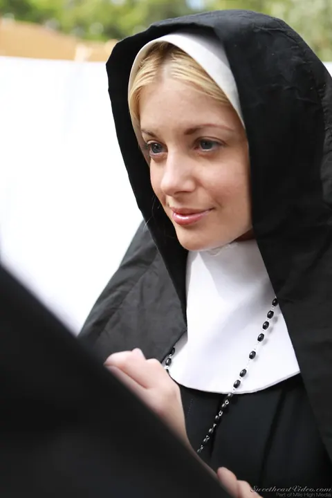 Charlotte Stokely & Lily Adams: Blonde Nuns Have Lesbian Sex on the Grass – photo 2 of 21