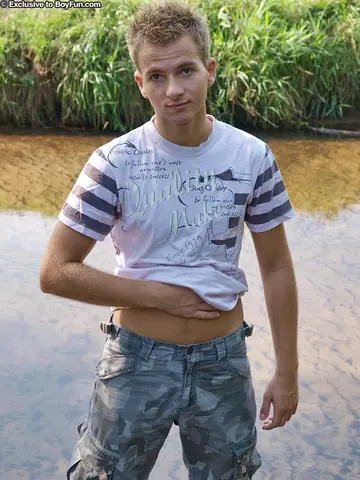 Two Men Strip Naked and Pose Outdoors