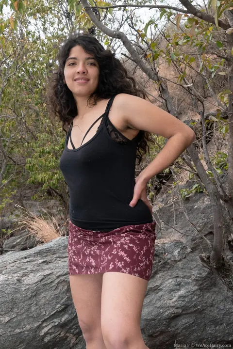 Brunette Amateur Strips Outdoors and Spreads Her Hairy Pussy – photo 1 of 20