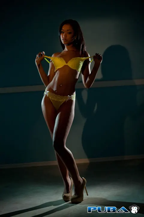 Skin Diamond: Thick Ebony Brunette in Lingerie Pulls Panties Aside and Spreads – photo 8 of 21