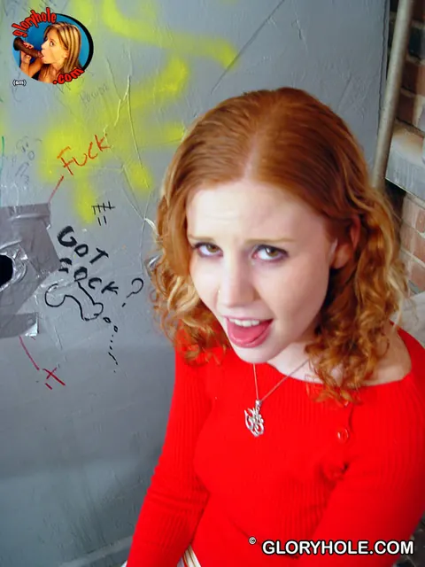 Cherry Poppens: Pale Curly Redhead MILF Sucks BBC and Spits Jizz at Gloryhole – photo 2 of 17