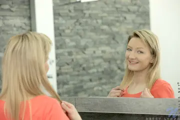 PAWG Blonde Fingers Her Pussy After Stripping in the Bathroom