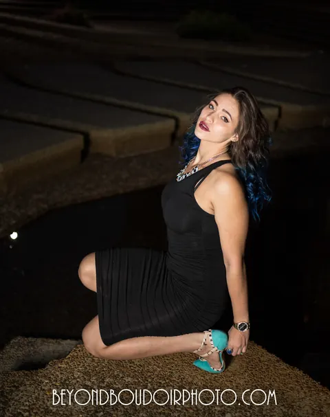 Brunette MILF Poses Bound in High Heels and a Dress Outdoors – photo 3 of 19