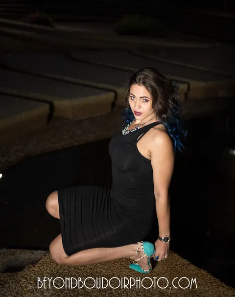 Brunette MILF Poses Bound in High Heels and a Dress Outdoors – photo 4 of 19
