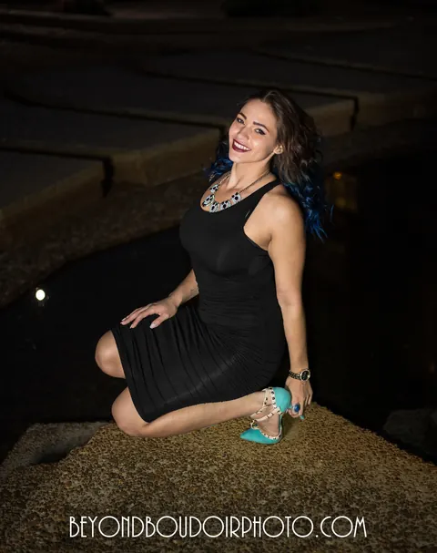 Brunette MILF Poses Bound in High Heels and a Dress Outdoors – photo 6 of 19