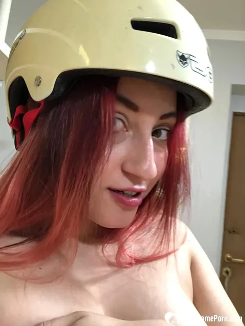 Mature Redhead Reveals Her Tits and Tattooed Body by the Mirror – photo 14 of 21