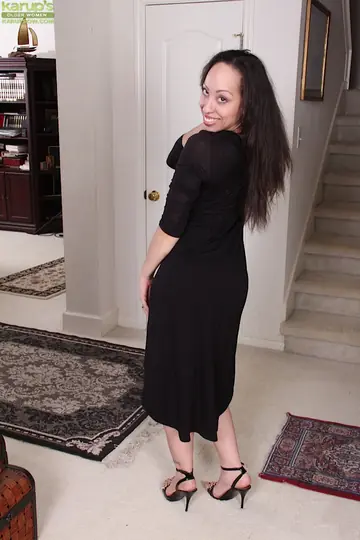 Sasha Soja – Mature Latina in Heels and Panties Spreads Her Shaved Pussy